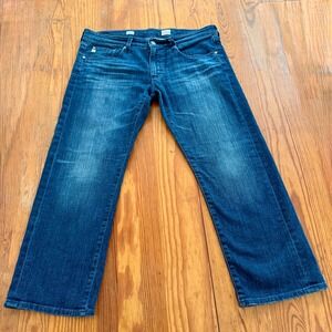 AG Adriano Goldschmied Tomboy Crop Relaxed Straight Jeans Blue Wash Size 30